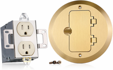 15 Amp 1-Gang Floor Box Assembly, Tamper-Resistant, Ivory, NEMA 5-15R