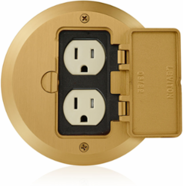 15 Amp 1-Gang Floor Box Assembly, Tamper-Resistant, Ivory, NEMA 5-15R