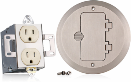 15 Amp 1-Gang Commercial Grade Floor Box Assembly, Tamper-Resistant, Ivory