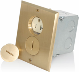 20 Amp 1-Gang Floor Box Assembly, Ivory, Tamper-Resistant, Self-Grounding, NEMA 5-15R