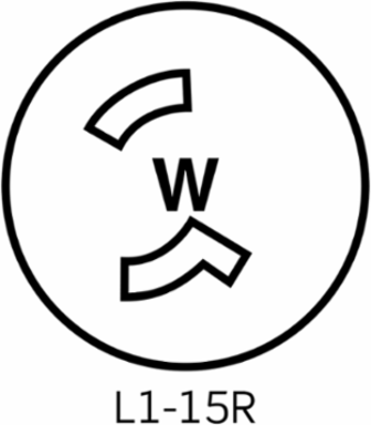 Wetguard Watertight Locking Connector, 15 Amp, 125 Volt, NEMA L1-15R, IP69K Rating