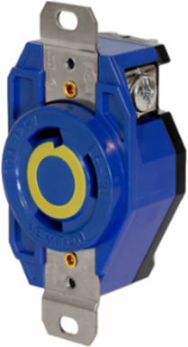 V-0-Max Flush Mount Locking Receptacle, 30 Amp, 125 Volt, NEMA L5-30R, Blue