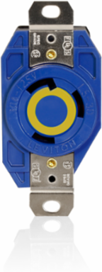 V-0-Max Flush Mount Locking Receptacle, 30 Amp, 125 Volt, NEMA L5-30R, Blue