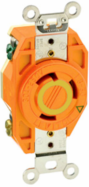 30 Amp 125 Volt Flush Mount Locking Receptacle, NEMA L5-30R, Industrial Grade