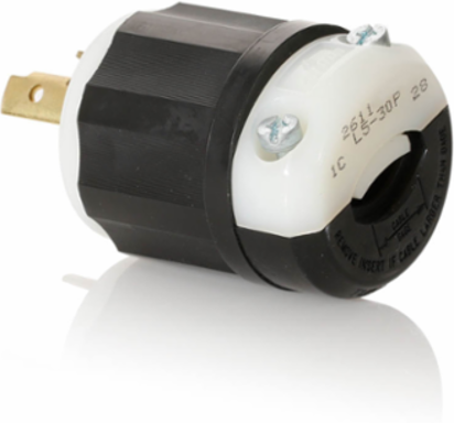 Locking Plug 30 Amp 125 Volt NEMA L5-30P with Nylon Cord Clamp