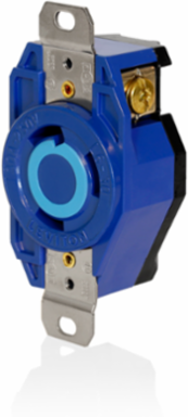 30 Amp Flush Mount Locking Receptacle NEMA L6-30R, 250 Volt, Industrial Grade, Blue