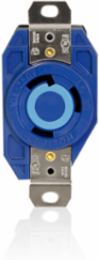 30 Amp Flush Mount Locking Receptacle NEMA L6-30R, 250 Volt, Industrial Grade, Blue