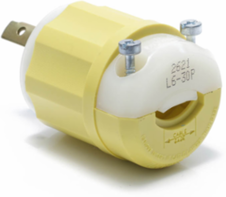 Locking Plug 30 Amp 250 Volt NEMA L6-30P Industrial Grade Yellow-White