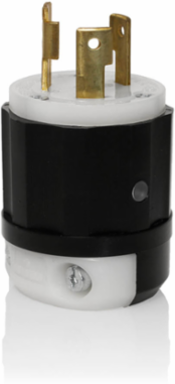 Locking Plug, NEMA L6-30P, 30 Amp, 250 Volt, Black-White, Industrial Grade