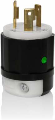 Locking Plug, NEMA L6-30P, 30 Amp, 250 Volt, Black-White, Industrial Grade