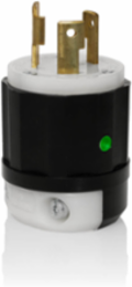 Locking Plug, NEMA L6-30P, 30 Amp, 250 Volt, Black-White, Industrial Grade