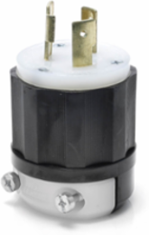 30 Amp NEMA L6-30P Locking Plug 250 Volt, Black & White, Nylon Construction