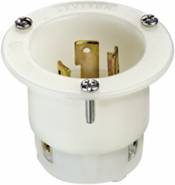 30 Amp Flanged Inlet Locking Receptacle, 250 Volt, NEMA L6-30P, Nylon
