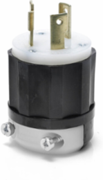 Locking Plug, 30 Amp, 277 Volt, Industrial Grade, Black & White
