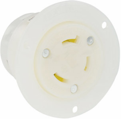 30 Amp Locking Receptacle, 277 Volt, NEMA L7-30R, Nylon, Flanged Outlet
