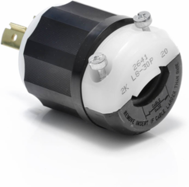 Locking Plug 30 Amp 480 Volt NEMA L8-30P Impact Modified Nylon