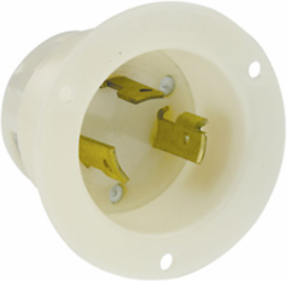 30 Amp Locking Flanged Inlet Receptacle, 480 Volt, NEMA L8-30P, Nylon Construction