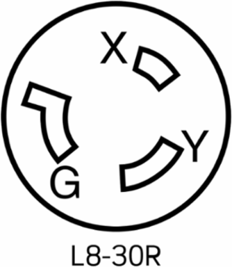 Industrial Grade 30 Amp 480 Volt NEMA L8-30R Locking Flanged Outlet