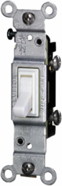 15 Amp Toggle Switch, 120 Volt, Grounding, White