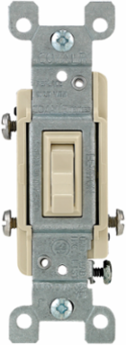15 Amp 3-Way Toggle AC Quiet Switch, 120V, Grounding, Ivory