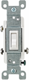 15 Amp 3-Way Toggle Switch, 120 Volt, CO/ALR, Grounding, White