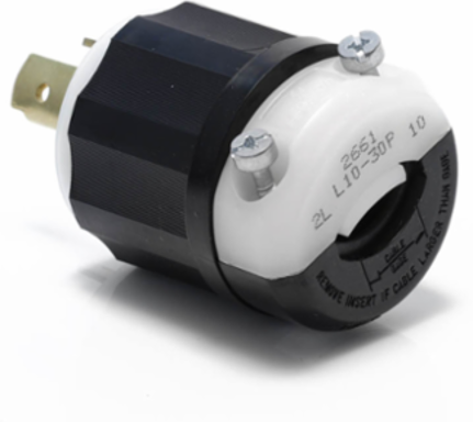 Locking Plug 30 Amp 125/250 Volt NEMA L10-30P Industrial Grade Black & White