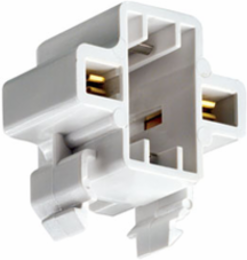 75W-600V, G23, G23-2 Base, 5W 7W 9W 2-Pin, Compact Fluorescent Lampholder, Horizontal, Snap-In, white Color Code, Quick-Connect 18AWG Solid or Str. Tinned, White Body