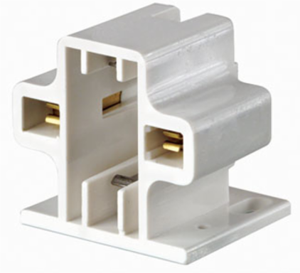 Compact Fluorescent Lampholder G23, G23-2 Base, 75W, Horizontal, 2-Pin, White Body