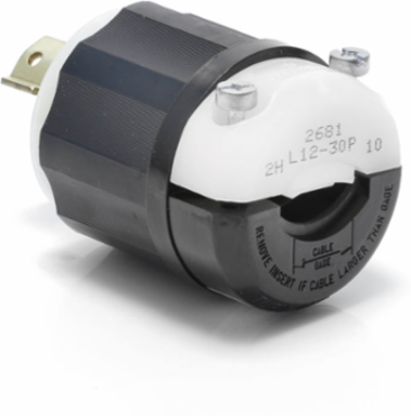 Industrial Grade Locking Plug, 30 Amp, 480 Volt, NEMA L12-30P