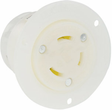 30 Amp Locking Flanged Outlet Receptacle, 600 Volt, 3-Phase, NEMA L13-30R