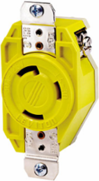 30 Amp Flush Mount Locking Receptacle NEMA L5-30R, Yellow, Nylon, 125 Volt