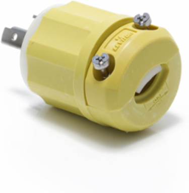 Locking Plug, 30 Amp, 125 Volt, Industrial Grade, Corrosion Resistant, Yellow & White