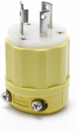 Locking Plug, 30 Amp, 125 Volt, Industrial Grade, Corrosion Resistant, Yellow & White