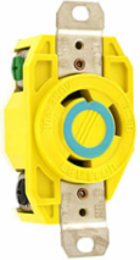 30 Amp 250 Volt NEMA L6-30R Locking Receptacle, Nylon, 2P, 3W, Yellow