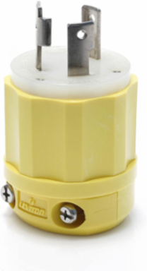 Locking Plug 30 Amp 250 Volt NEMA L6-30P, Corrosion Resistant, Yellow-White