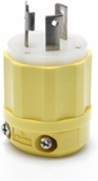 Locking Plug 30 Amp 250 Volt NEMA L6-30P, Corrosion Resistant, Yellow-White