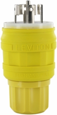 Wetguard 20A 250V Locking Plug, IP66/IP67/IP69K, Non-Grounding, Yellow