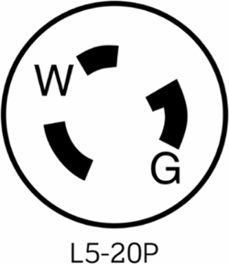 Wetguard Watertight Locking Plug 20 Amp, 125 Volt, NEMA L5-20P, IP69K Rating