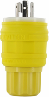 Wetguard Watertight Locking Plug, 20 Amp, 250 Volt, NEMA L6-20P, Yellow