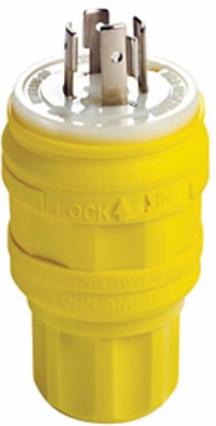 Wetguard Watertight Locking Plug 20 Amp, NEMA L14-20P, IP69K Rating, Yellow