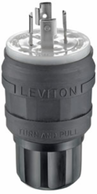 Watertight Locking Plug 20 Amp 480 Volt NEMA L16-20P Black