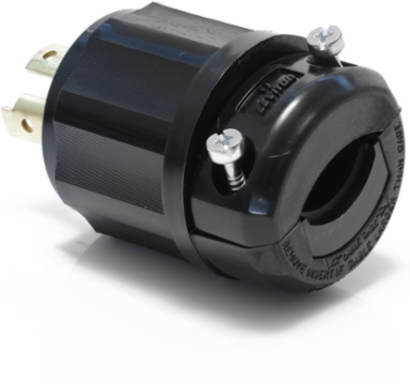 Locking Plug 30 Amp 125/250 Volt NEMA L14-30P, Rugged Nylon, Black