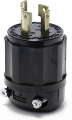 Locking Plug 30 Amp 125/250 Volt NEMA L14-30P, Rugged Nylon, Black