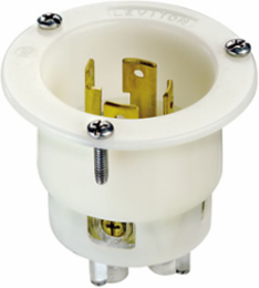 30 Amp 250 Volt NEMA L15-30P Flanged Inlet Locking Receptacle, 3-Pole, 4-Wire