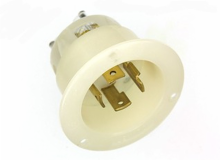 30 Amp 600 Volt Flanged Inlet Locking Receptacle, NEMA L17-30P, 3-Phase