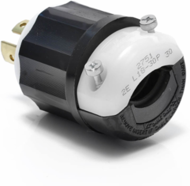 Locking Plug, 30 Amp, 120/208 Volt, NEMA L18-30P, Non-Grounding