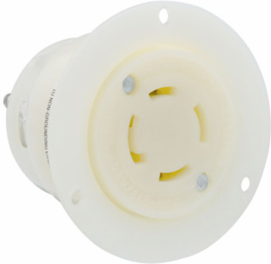 30 Amp, 277/480 Volt, Flanged Outlet Locking Receptacle, Industrial Grade