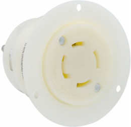 30 Amp, 277/480 Volt, Flanged Outlet Locking Receptacle, Industrial Grade