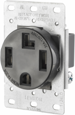 30 Amp Flush Mount Outlet NEMA 14-30R, 125/250 Volt, 3-Pole, 4-Wire