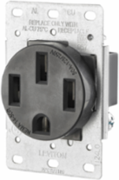 50 Amp Flush Mount Receptacle, 125/250 Volt, 4-Wire, Black